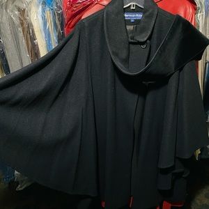 Vintage Women's Herman Kay Cape/poncho Wool Blend Coat w/ Attached Scarf (L)